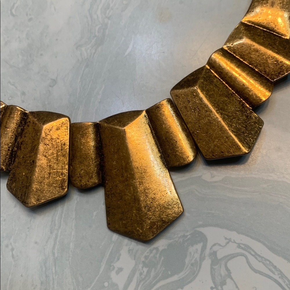 Gold Geometric Statement Necklace - image 4